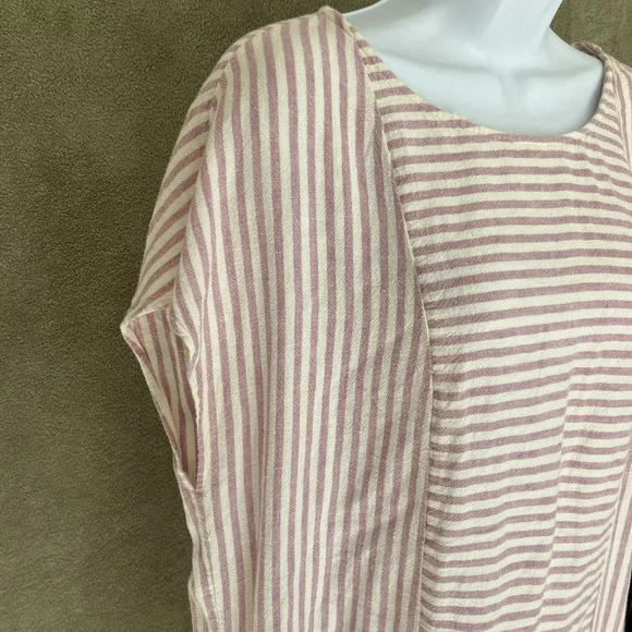 Madewell Striped Tunic Shift Dress Linen Blend Coastal Preppy Button Back XL - Picture 7 of 10